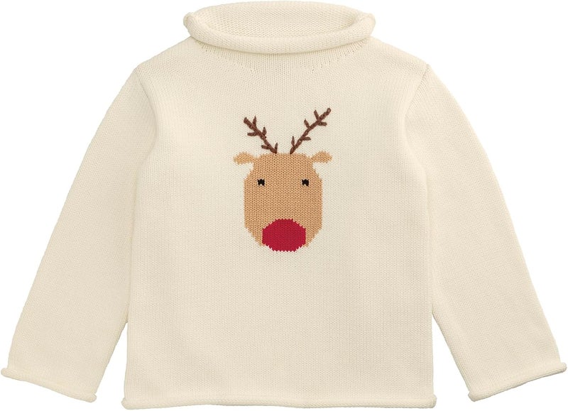 Kids Christmas Reindeer Rollneck Sweater